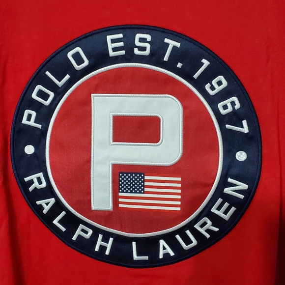 Polo ralph lauren embroidered p patch american flag cookie patch tee - Picture 2 of 5